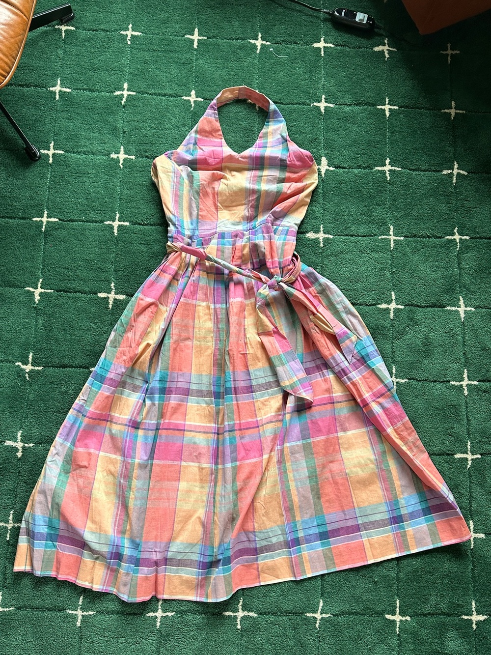 Ralph Lauren 1980s vintage plaid madras halter dress 12